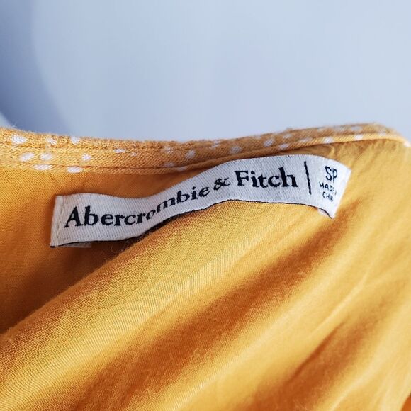 Abercrombie & Fitch Yellow Polka Dot Mini Dress Size Small Petite - Picture 8 of 9